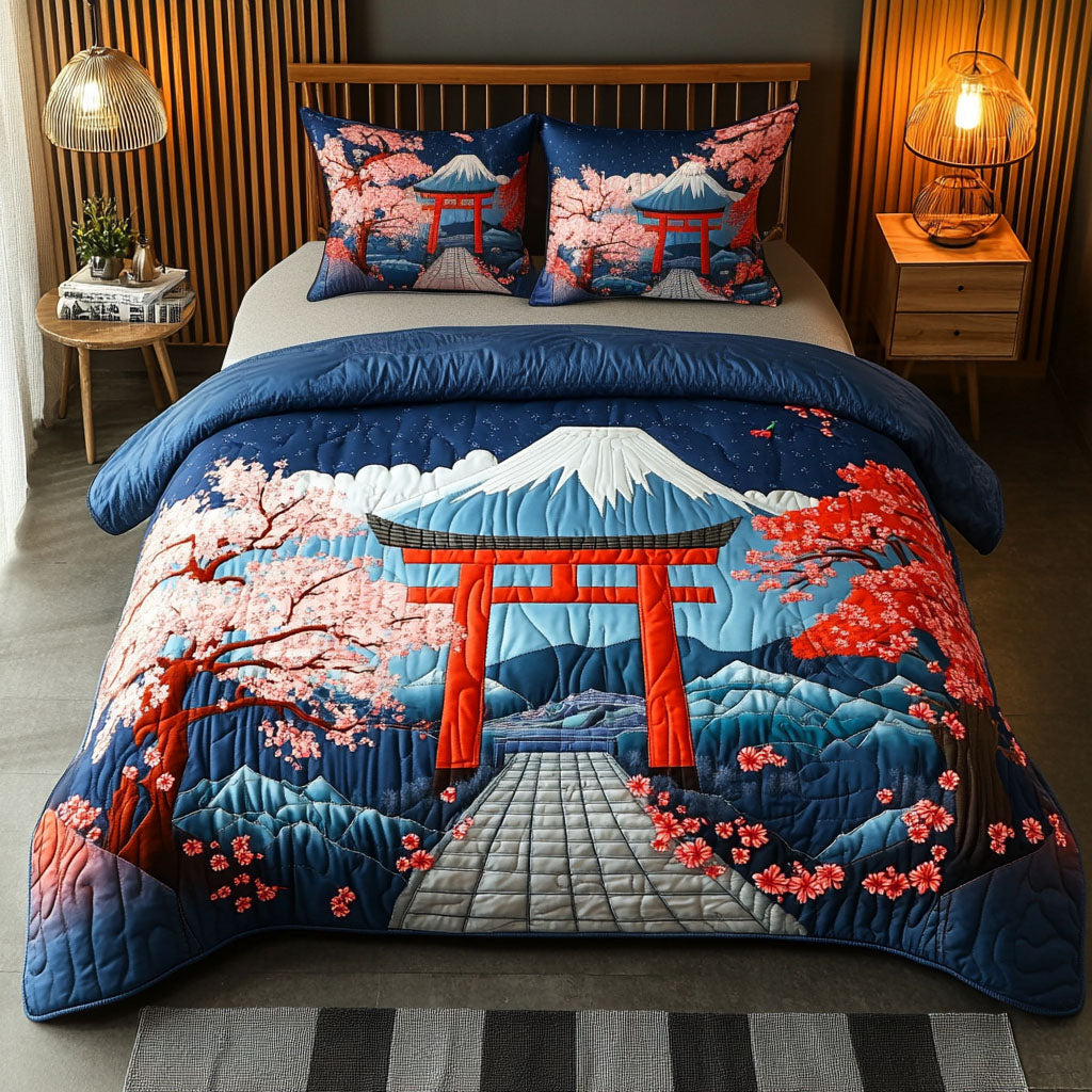 Japanese Gateway Quilted Bedding Set Duvet Cover Bed Sheet Set Fuji Mountain Japanese Gifts Japanese Gateway Quilted Bedding Set Duvet Cover Bed Sheet Set Fuji Mountain Japanese Gifts