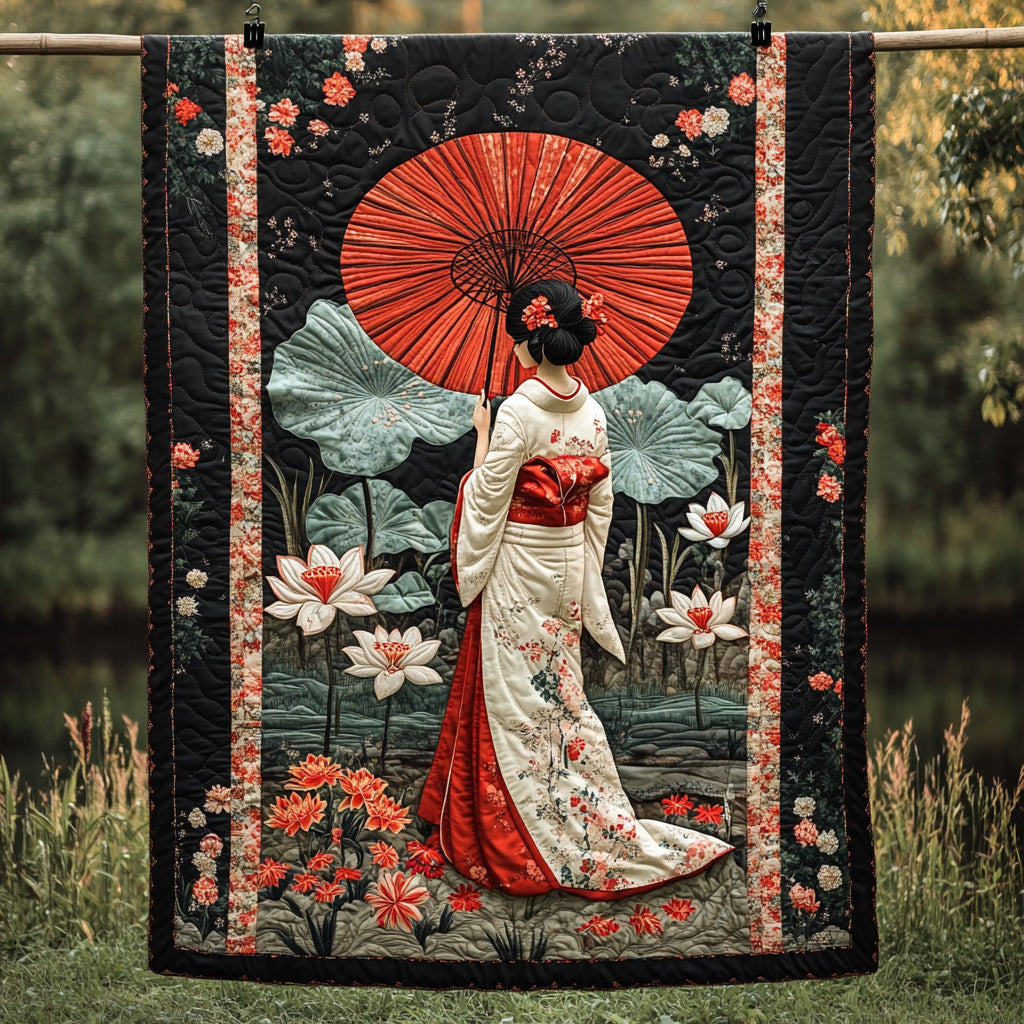 Japanese Geisha Elegance Quilted Blanket Cute Colorful Blanket Holiday Gifts For Wife Japanese Geisha Elegance Quilted Blanket Cute Colorful Blanket Holiday Gifts For Wife