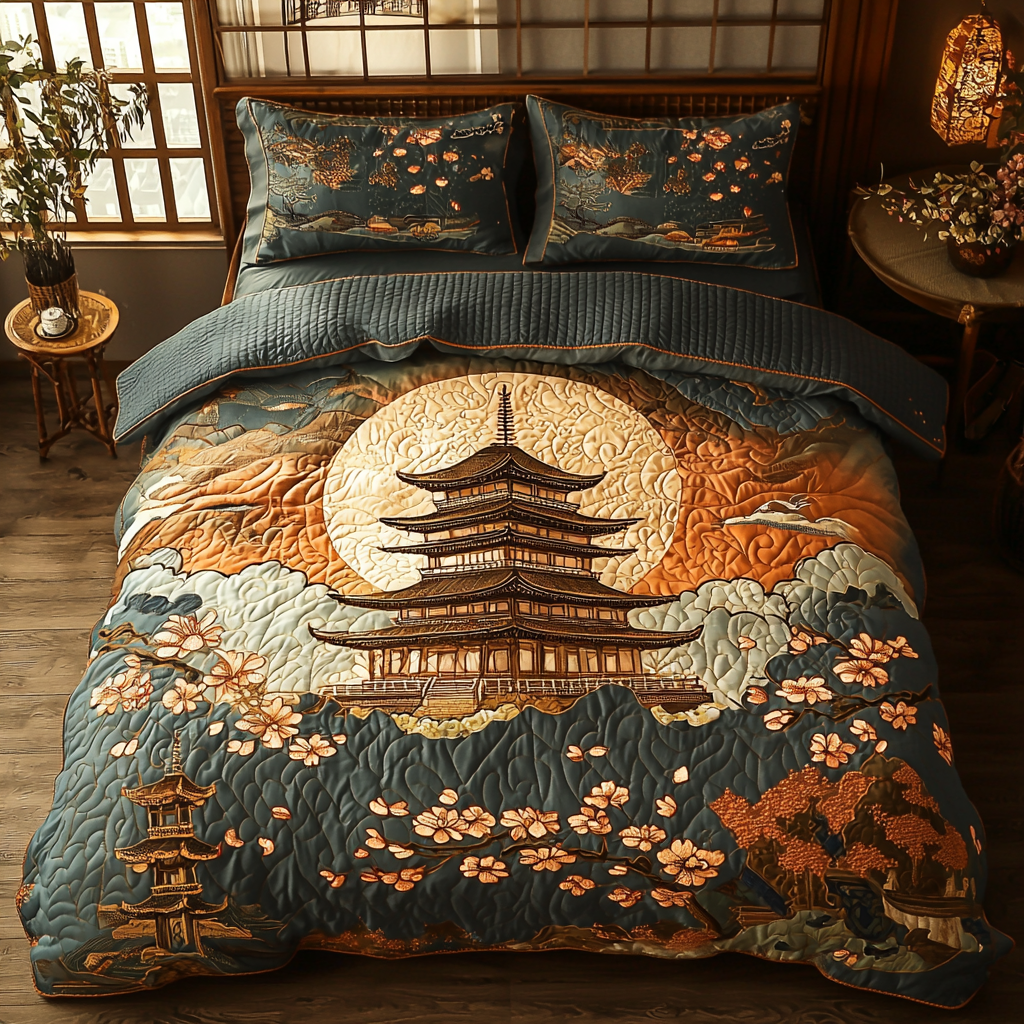 Japanese Moonlit Pagoda Quilted Bedding Set Duvet Cover Bedspreads Family Ideas For Christmas Gifts Japanese Moonlit Pagoda Quilted Bedding Set Duvet Cover Bedspreads Family Ideas For Christmas Gifts