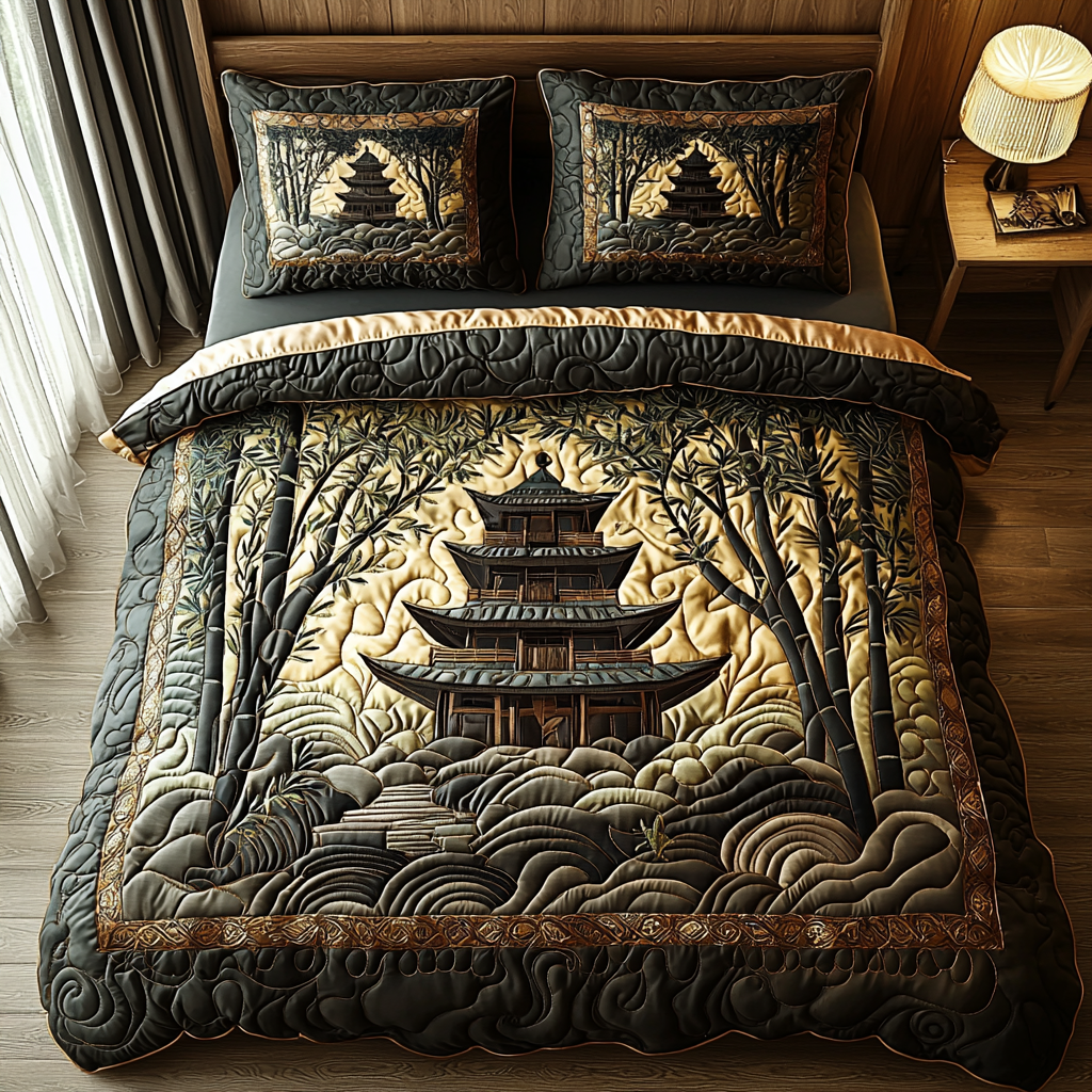 Japanese Pagoda Bamboo Path Quilted Bedding Set Duvet Cover Bedspreads Christmas Presents For Mother In Law Japanese Pagoda Bamboo Path Quilted Bedding Set Duvet Cover Bedspreads Christmas Presents For Mother In Law