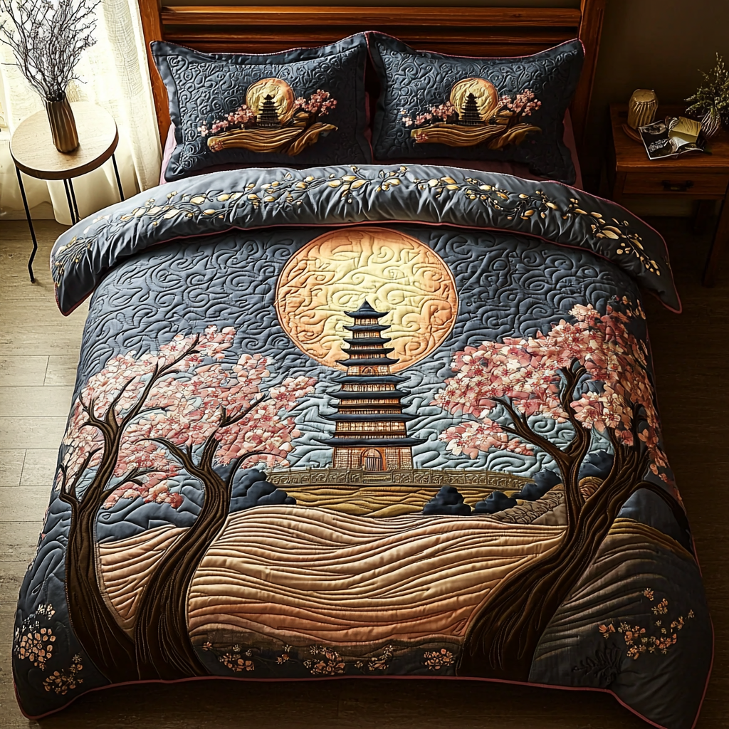 Japanese Pagoda Moonlight Quilted Bedding Set Duvet Cover Bedspreads Christmas Giving Ideas For Families Japanese Pagoda Moonlight Quilted Bedding Set Duvet Cover Bedspreads Christmas Giving Ideas For Families