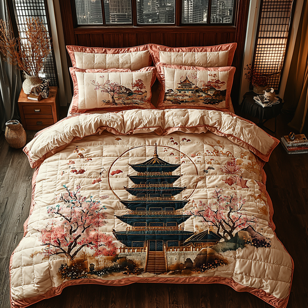 Japanese Pagoda Moonlit Cherry Blossom Quilted Bedding Set Duvet Cover Bedspreads Family To Family Christmas Gift Ideas Japanese Pagoda Moonlit Cherry Blossom Quilted Bedding Set Duvet Cover Bedspreads Family To Family Christmas Gift Ideas