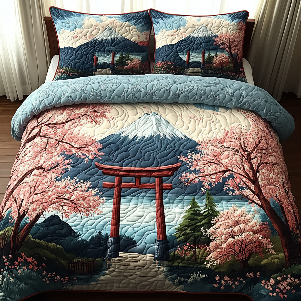 Japanese Torii Gate Quilted Bedding Set Duvet Cover Bed Sheet Set Special Daughter Gifts Japanese Torii Gate Quilted Bedding Set Duvet Cover Bed Sheet Set Special Daughter Gifts