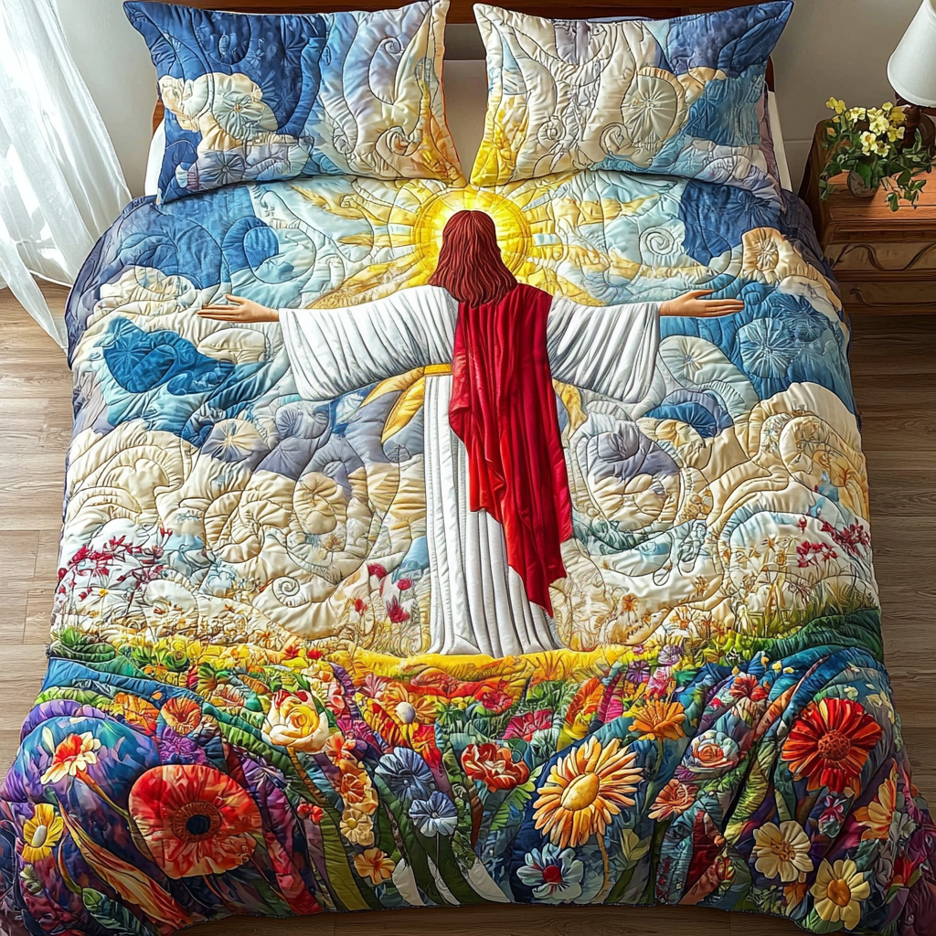 Jesus Blessing All Quilted Bedding Set Duvet Cover Merch Christian Christmas Gifts For Men Jesus Blessing All Quilted Bedding Set Duvet Cover Merch Christian Christmas Gifts For Men