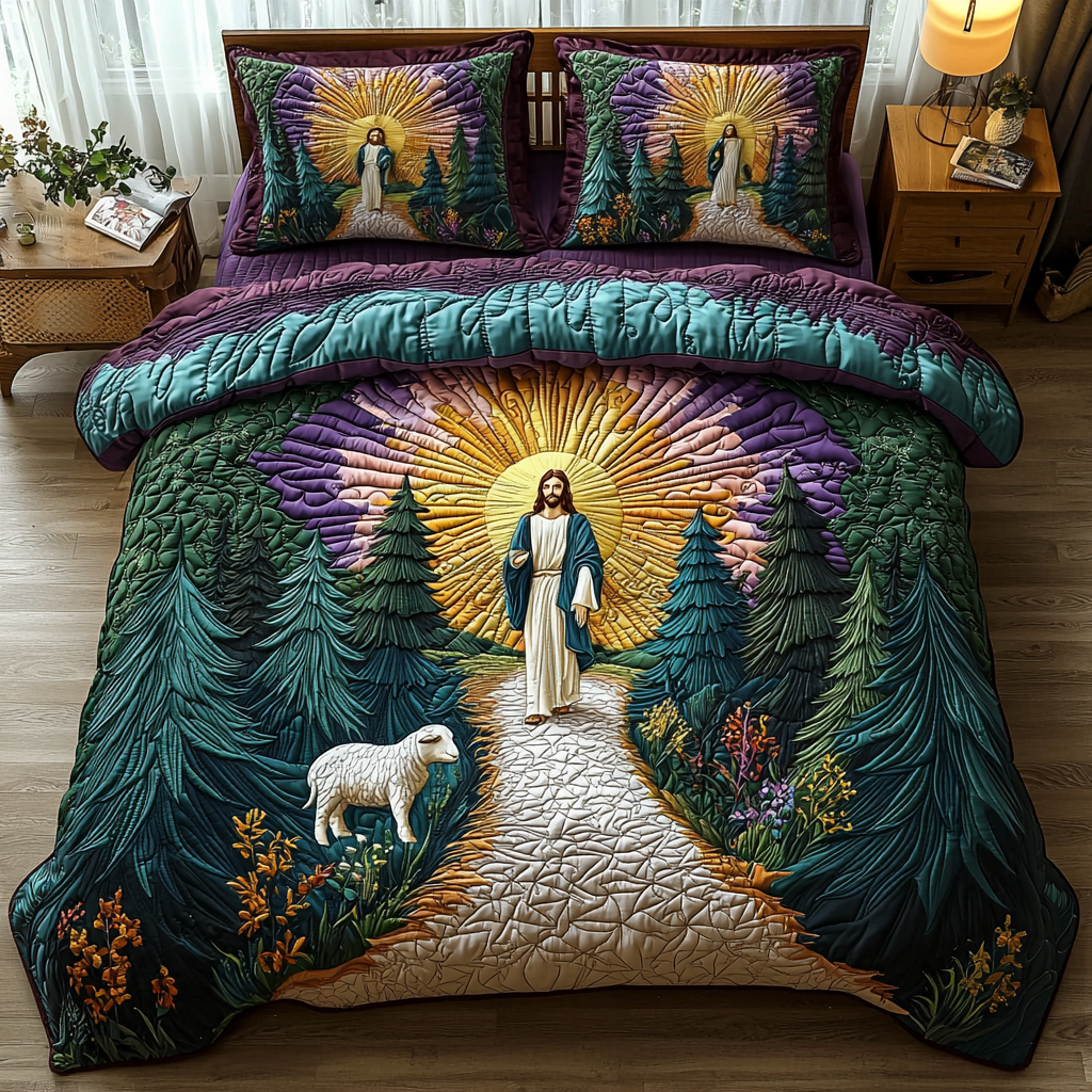 Jesus Found the Lost Sheep Quilted Bedding Set Duvet Cover Merch Faith Gifts For Him Jesus Found the Lost Sheep Quilted Bedding Set Duvet Cover Merch Faith Gifts For Him