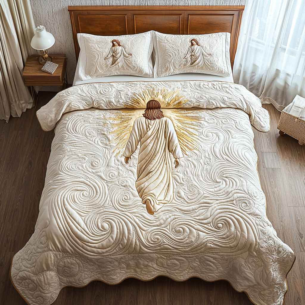 Jesus Holding Light Quilted Bedding Set Duvet Cover Merch Gifts For Christian Girlfriend Jesus Holding Light Quilted Bedding Set Duvet Cover Merch Gifts For Christian Girlfriend