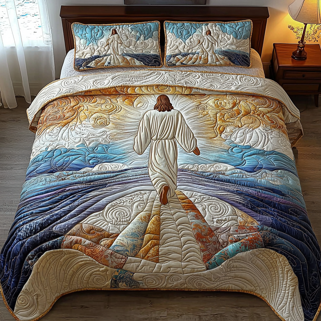 Jesus On the Path Quilted Bedding Set Duvet Cover Merch Cool Christian Gifts Jesus On the Path Quilted Bedding Set Duvet Cover Merch Cool Christian Gifts