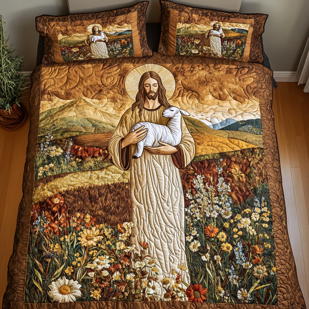 Jesus with the Lamb Quilted Bedding Set Duvet Cover Merch Christian Christmas Gifts For Teachers Jesus with the Lamb Quilted Bedding Set Duvet Cover Merch Christian Christmas Gifts For Teachers