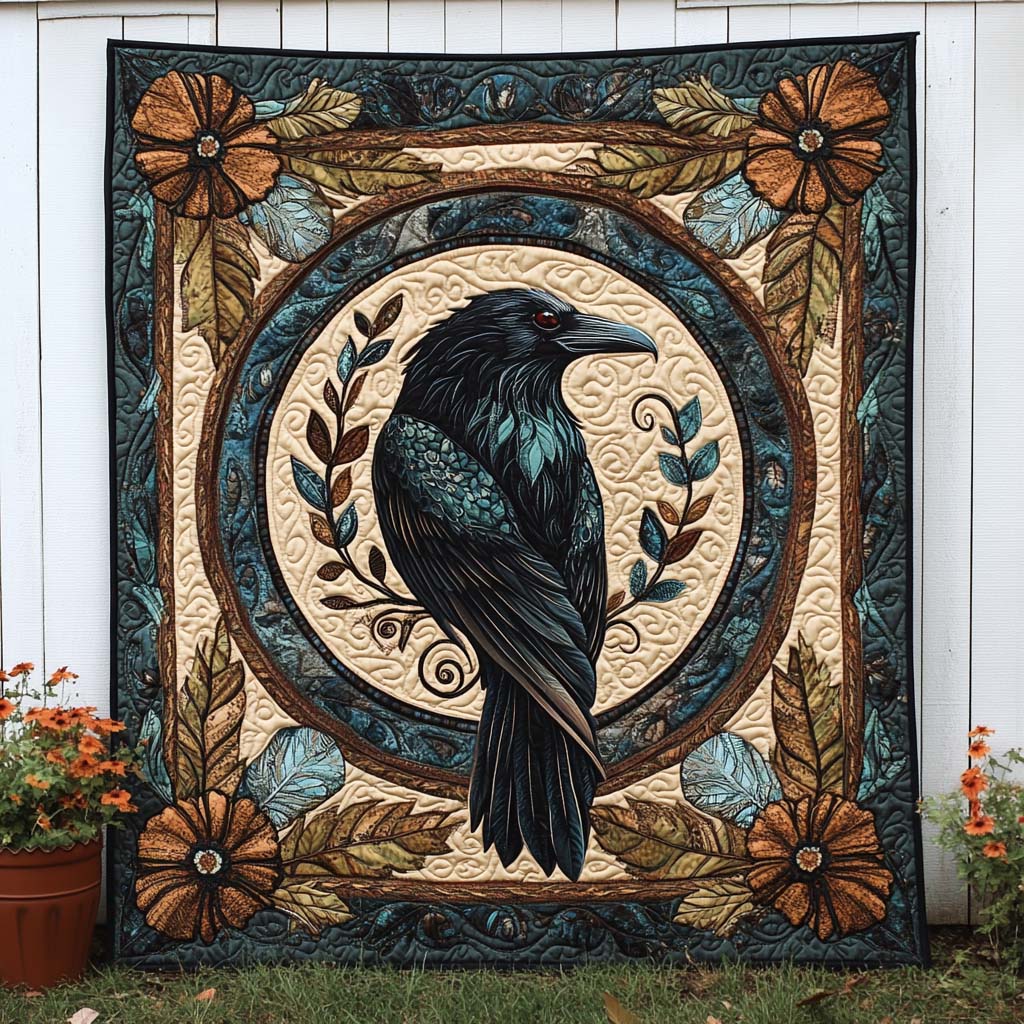 Jet Sky Wanderer Quilted Blanket Nice Throw Blanket Raven Bird Gifts Black Crow