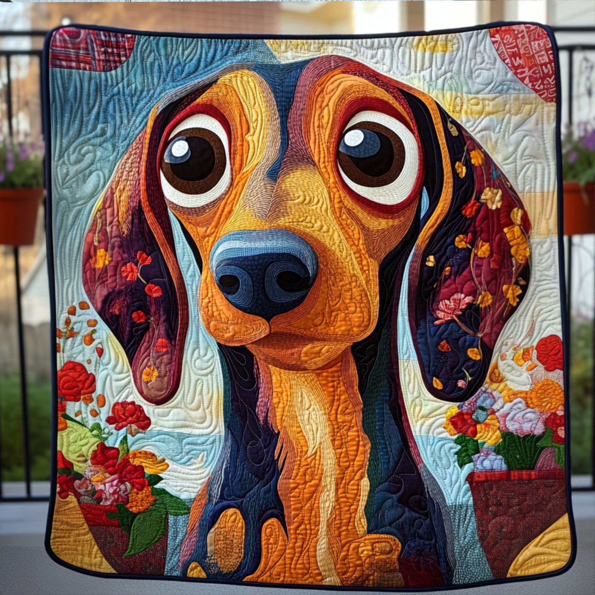 Joyful Doxie Quilted Blanket Sofa Throw Blanket Dachshund Gifts For Women Joyful Doxie Quilted Blanket Sofa Throw Blanket Dachshund Gifts For Women