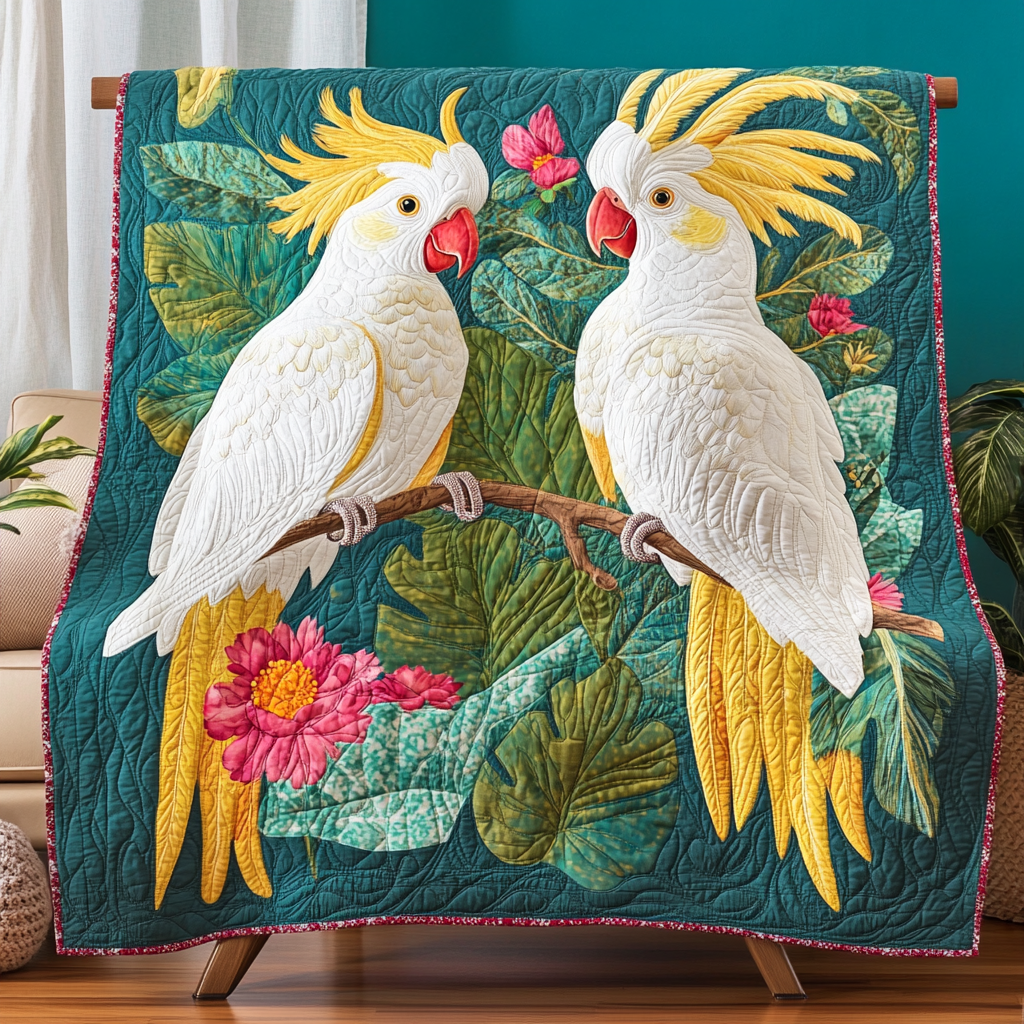 Jungle Majesty Quilted Blanket Cute Throw Blanket Cockatoo Themed Gifts Jungle Majesty Quilted Blanket Cute Throw Blanket Cockatoo Themed Gifts