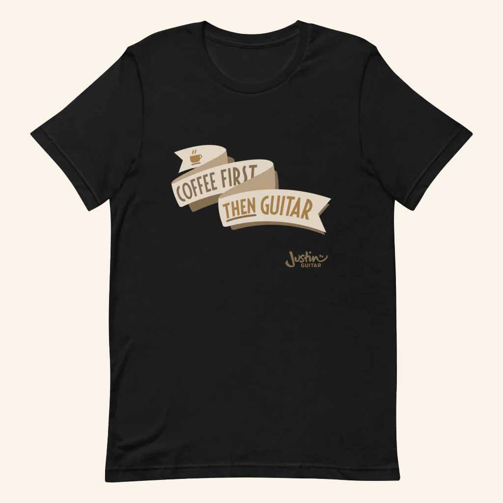 Justinguitar Merch Coffee First Then Guitar Shirt Gift Ideas For Guitar Players