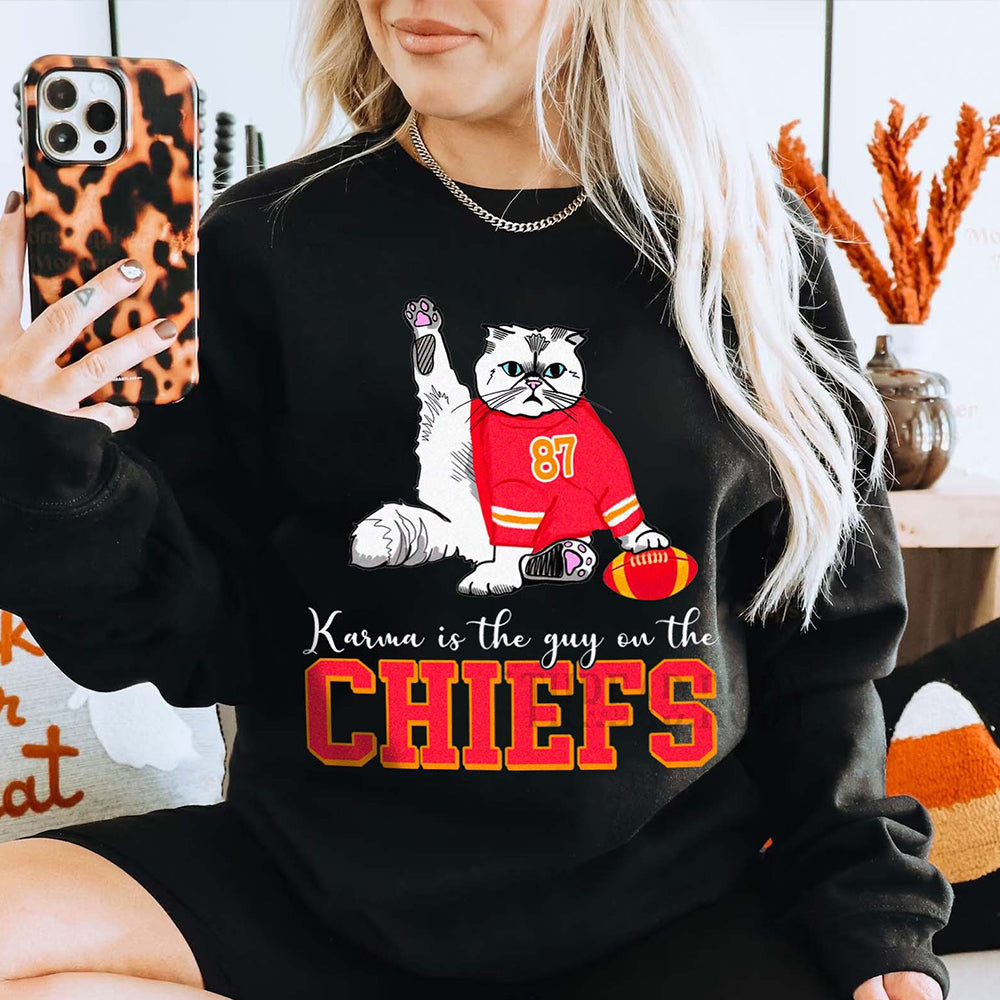 Karma 87 Sweatshirt Karma Is The Guy On The Chiefs Sweatshirt Football Lover Funny Clothing Karma 87 Sweatshirt Karma Is The Guy On The Chiefs Sweatshirt Football Lover Funny Clothing