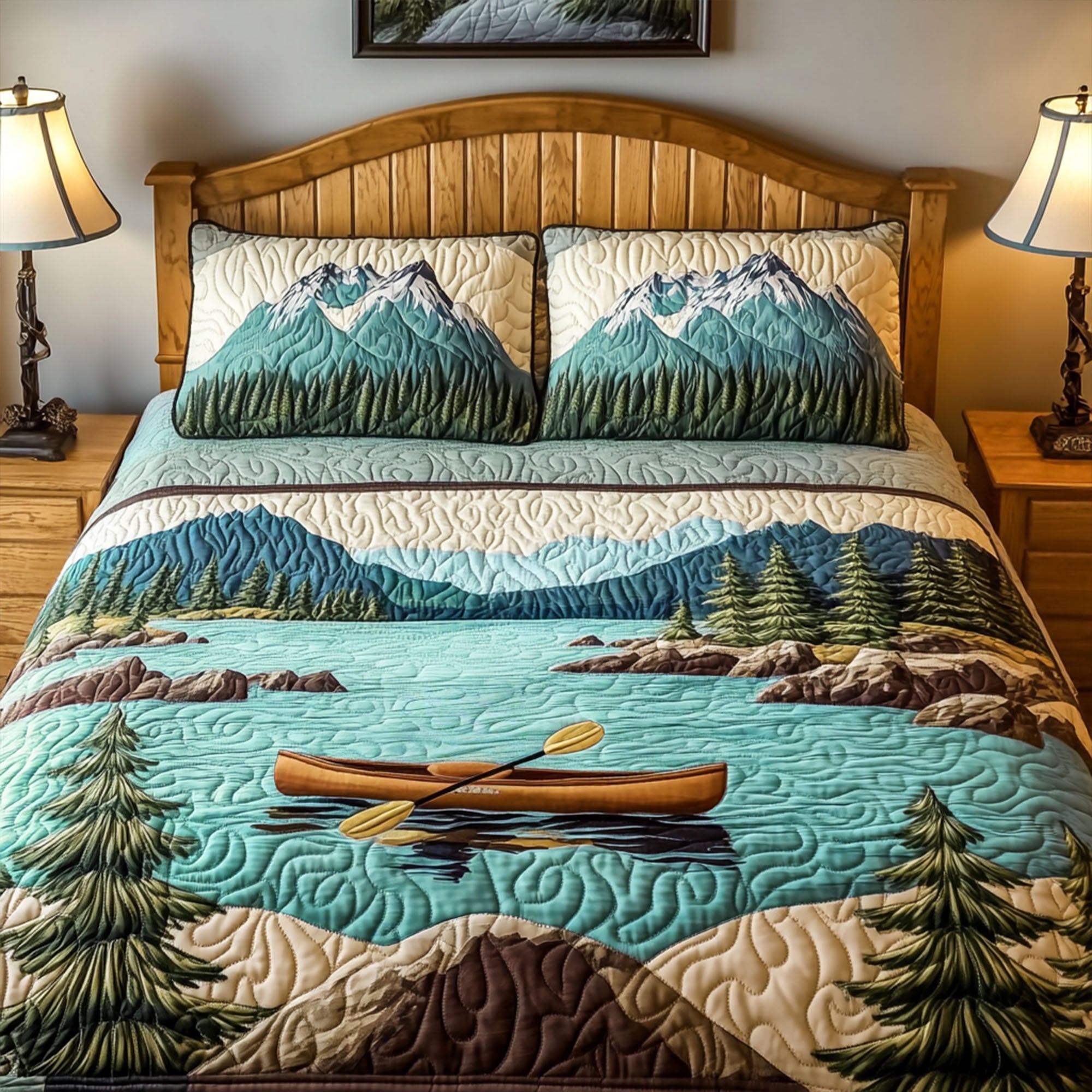 Kayak Horizon Quilted Bedding Set Duvet Cover Bed Sheet Set Good Gifts For Kayakers Kayak Horizon Quilted Bedding Set Duvet Cover Bed Sheet Set Good Gifts For Kayakers