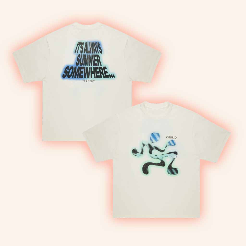 Khalid Merch It's Always Summer Somewhere White T-Shirt Music Gift Ideas For Guys Khalid Merch It's Always Summer Somewhere White T-Shirt Music Gift Ideas For Guys