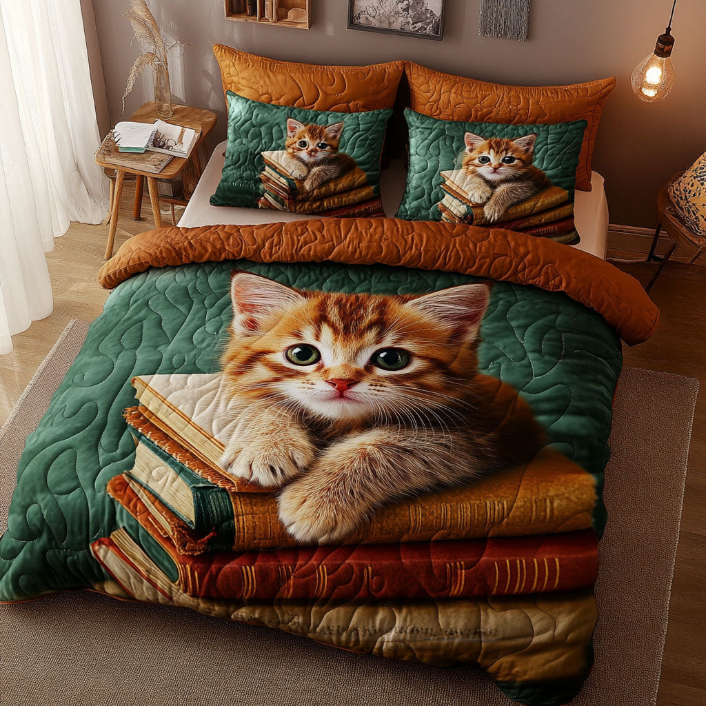 Kitten Chapters Quilted Bedding Set Duvet Cover Bed Sheet Set Good Cat Gifts