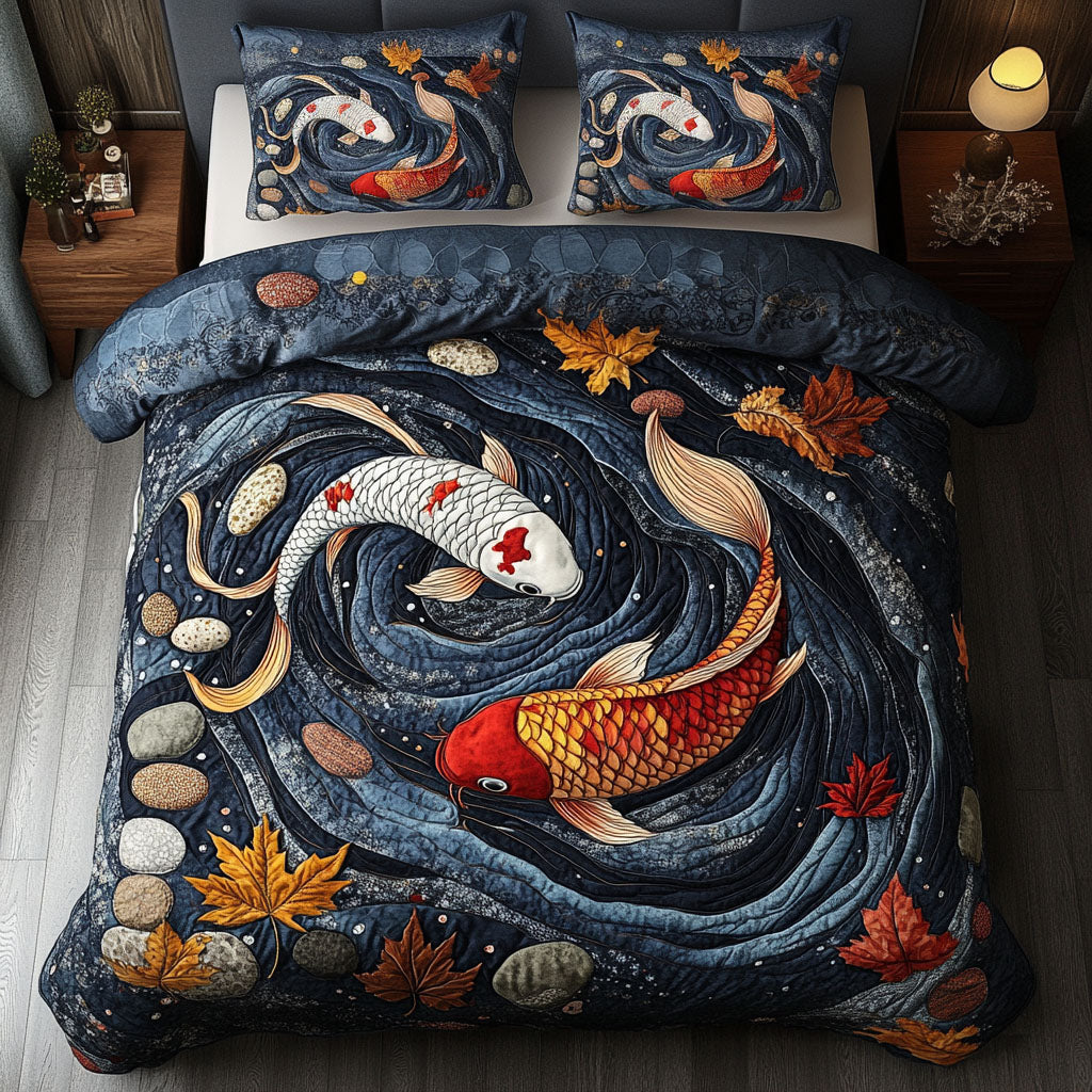 Koi Dance Quilted Bedding Set Duvet Cover Bedspread Koi Fish Gifts Koi Dance Quilted Bedding Set Duvet Cover Bedspread Koi Fish Gifts
