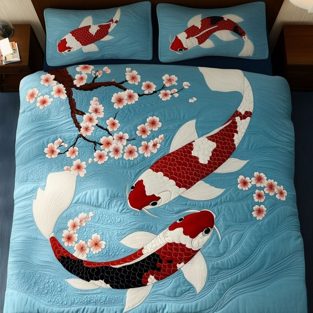 Koi Serenity Quilted Bedding Set Duvet Cover Bedspread Koi Birthday Gift Koi Serenity Quilted Bedding Set Duvet Cover Bedspread Koi Birthday Gift