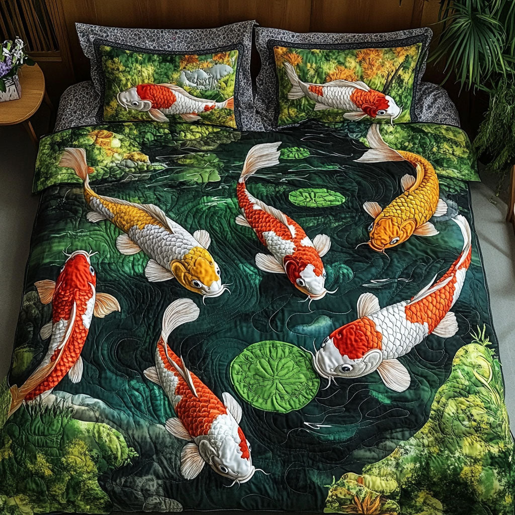 Koi Tranquility Quilted Bedding Set Duvet Cover Bedspread Koi Fish Merchandise Koi Tranquility Quilted Bedding Set Duvet Cover Bedspread Koi Fish Merchandise