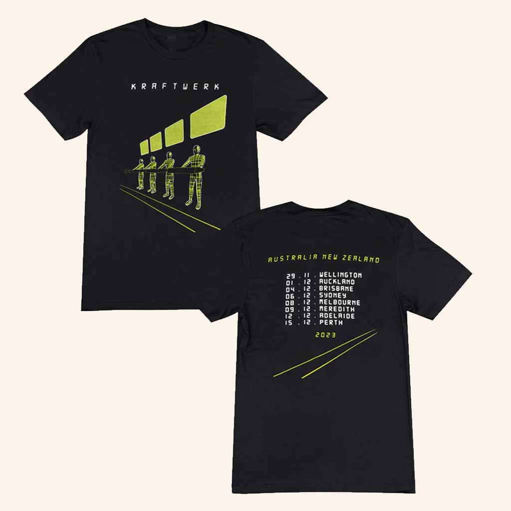 Kraftwerk Merch Kraftwerk Australia New Zealand Tour 2023 Black T-Shirt Gift For Friend Kraftwerk Merch Kraftwerk Australia New Zealand Tour 2023 Black T-Shirt Gift For Friend