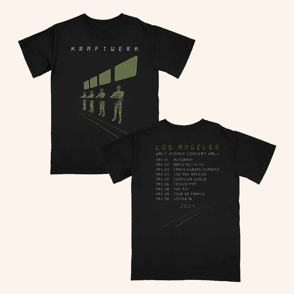 Kraftwerk Merch Los Angeles Tour 2024 Black T-Shirt Christmas Present For Dad Kraftwerk Merch Los Angeles Tour 2024 Black T-Shirt Christmas Present For Dad