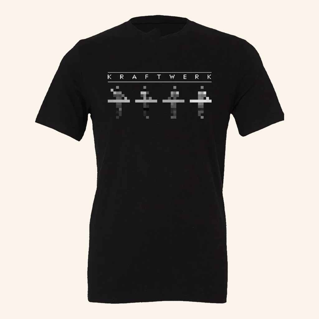 Kraftwerk Merch Pixel Logo Black T-Shirt Christmas Present Ideas For Friend