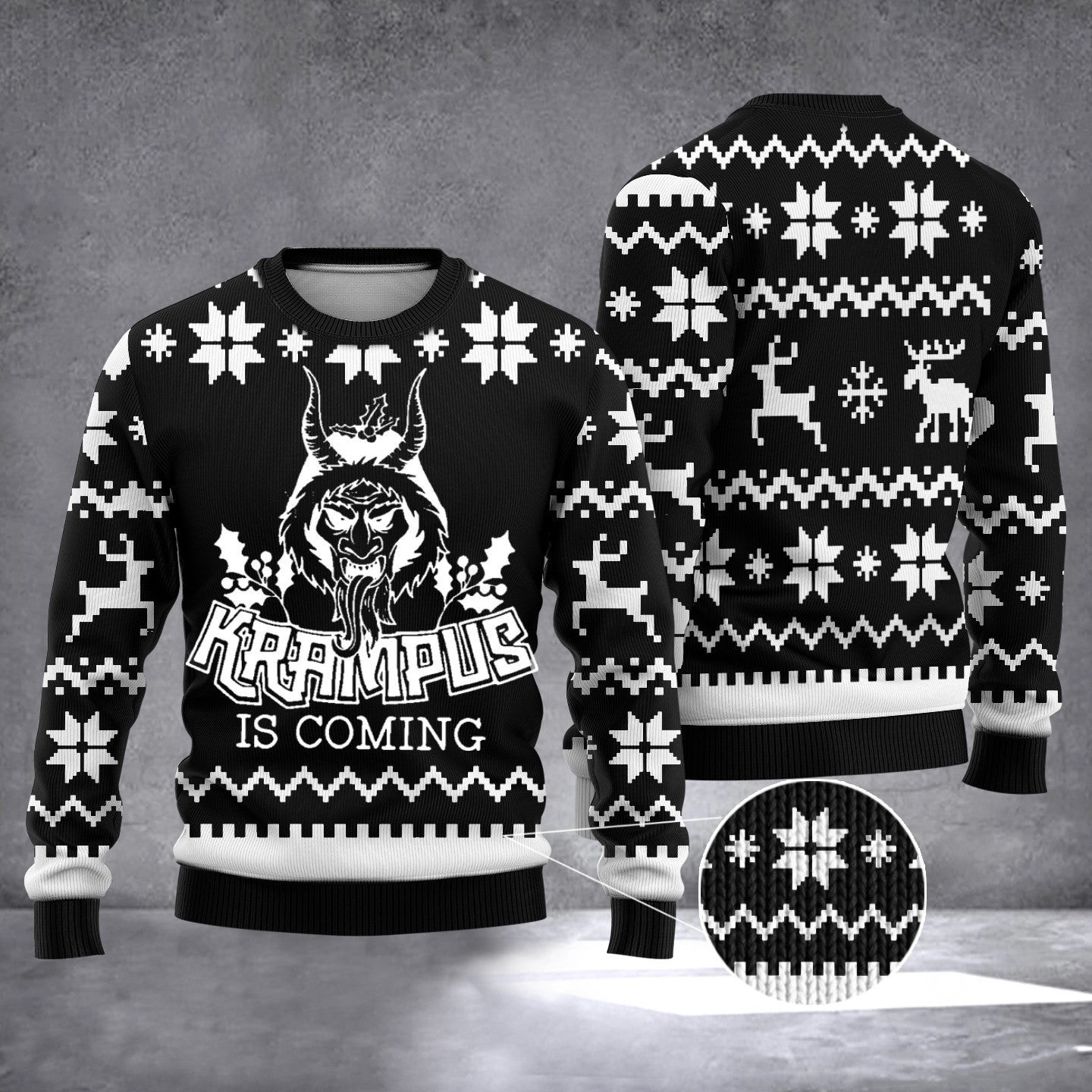 Krampus Is Coming Ugly Christmas Sweater Krampus Holiday Sweater For Adults Krampus Is Coming Ugly Christmas Sweater Krampus Holiday Sweater For Adults