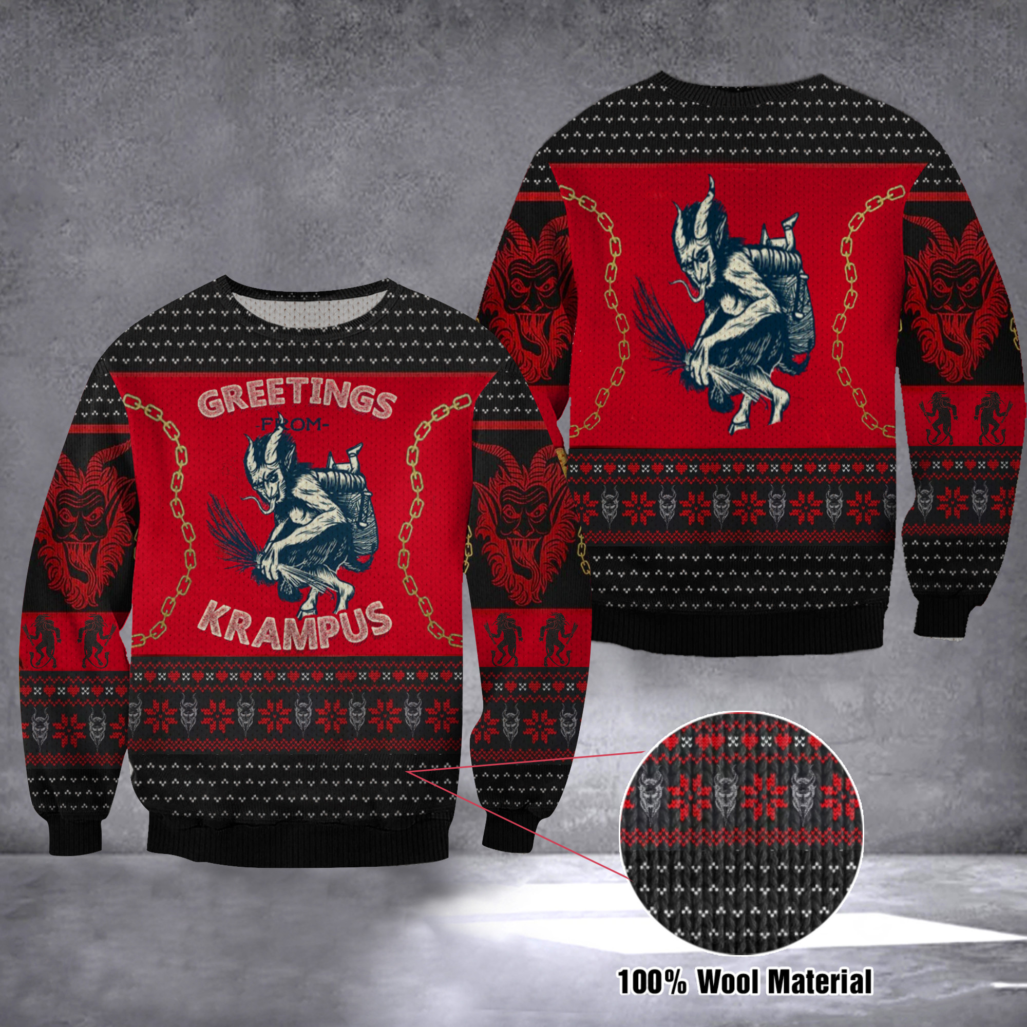 Krampus Sweater Greetings From Krampus Ugly Christmas Sweater