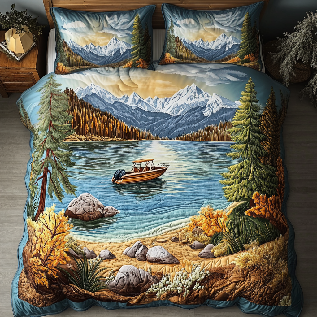 Lakeside Dream Quilted Bedding Set Duvet Cover Bedspread Christmas Gifts For Grandmother