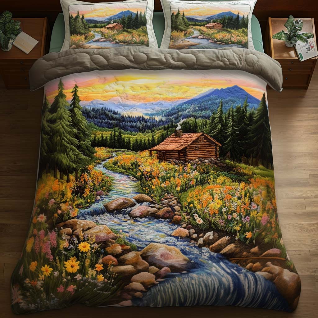 Lakeside Logs Quilted Bedding Set Duvet Cover Bedspreads Christmas Present Ideas For Mother In Law