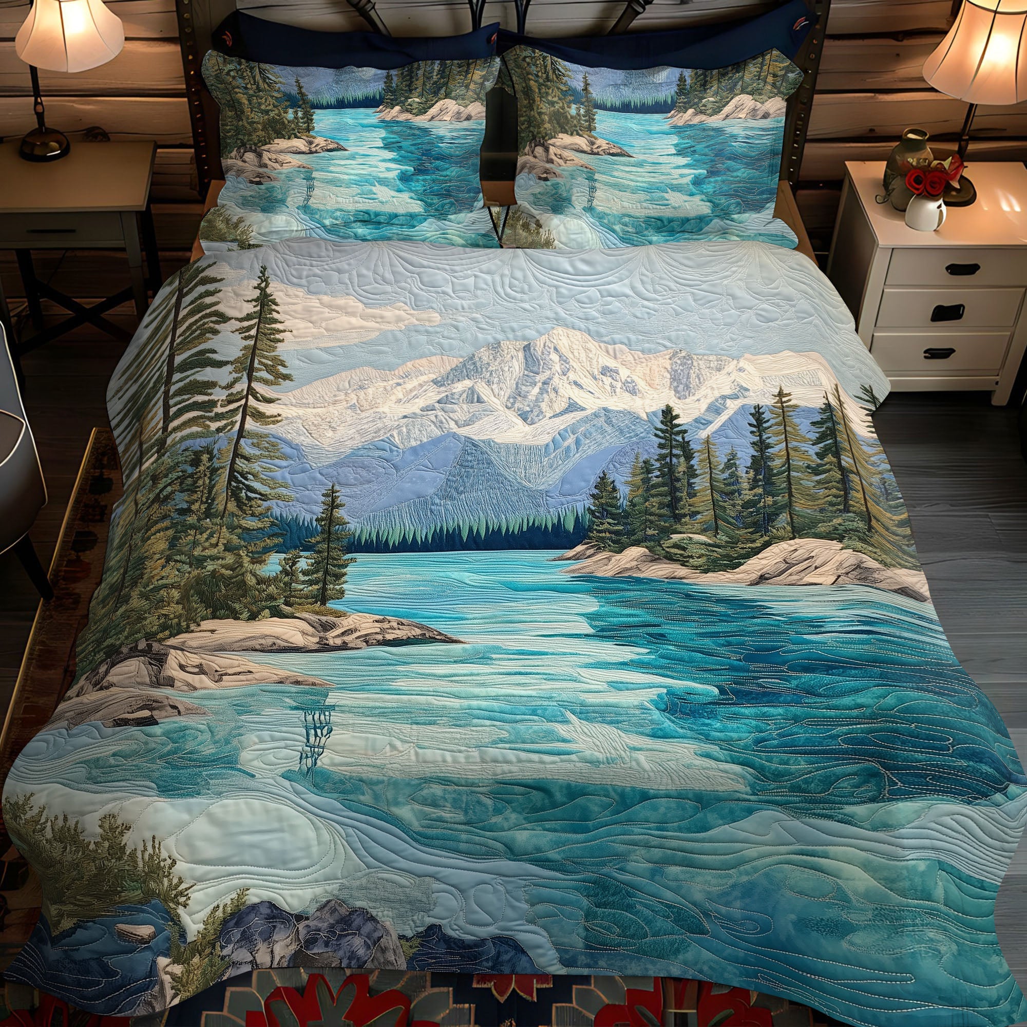 Lakeview Horizons Quilted Bedding Set Duvet Cover Bed Sheet Set Hottest Gifts For Teens