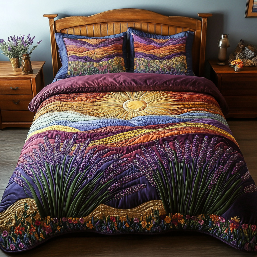 Lavender Dreams Quilted Bedding Set Duvet Cover Bedspreads Sunflower Gifts For Her Lavender Dreams Quilted Bedding Set Duvet Cover Bedspreads Sunflower Gifts For Her