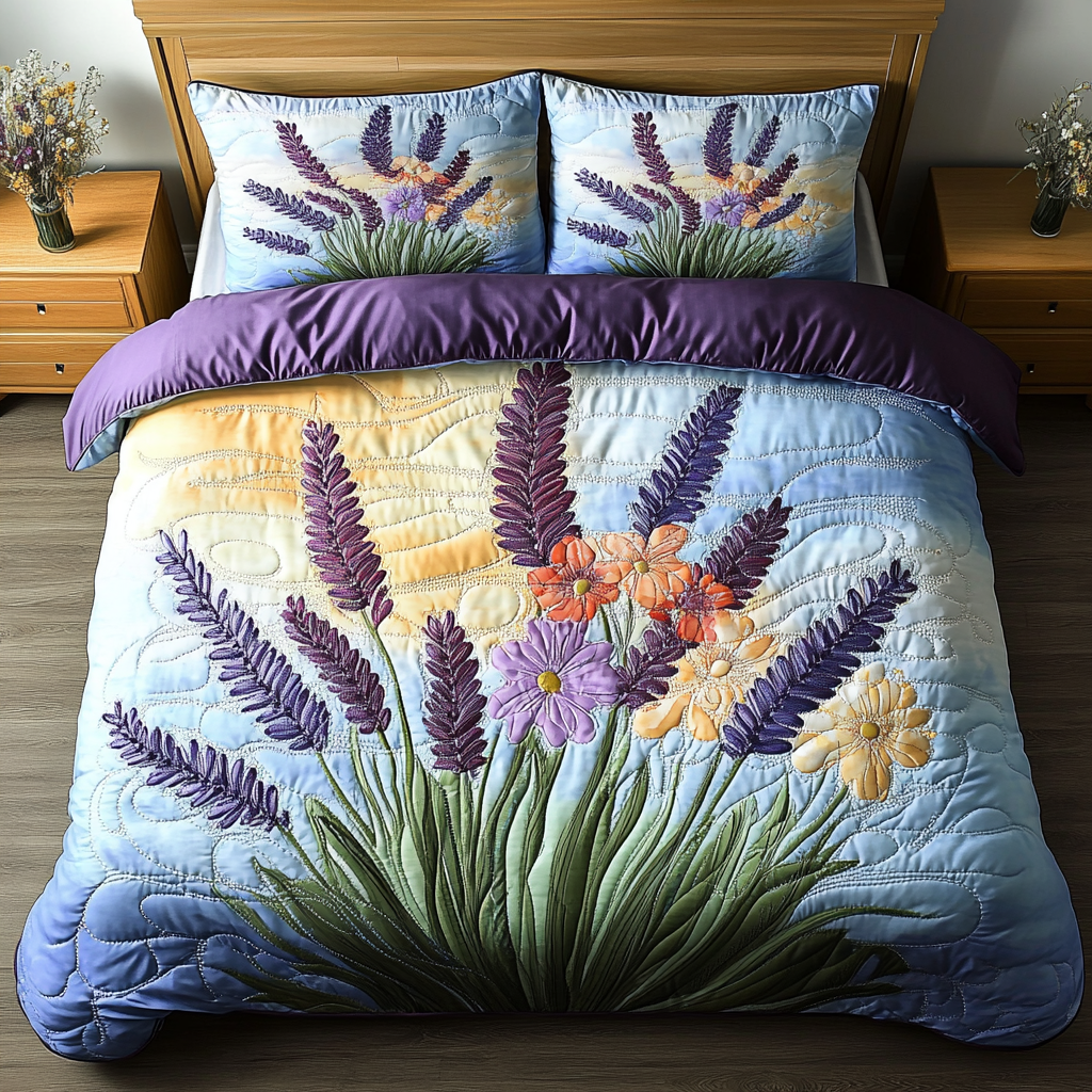 Lavender Fields Quilted Bedding Set Duvet Cover Bedspread Flower Lavender Presents Lavender Fields Quilted Bedding Set Duvet Cover Bedspread Flower Lavender Presents