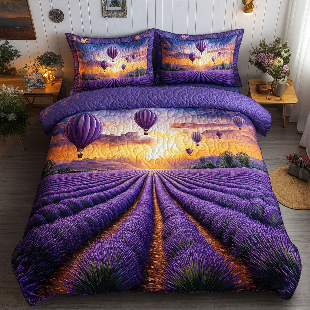 Lavender Glow Quilted Bedding Set Duvet Cover Bed Sheet Set Lavender Birthday Gifts