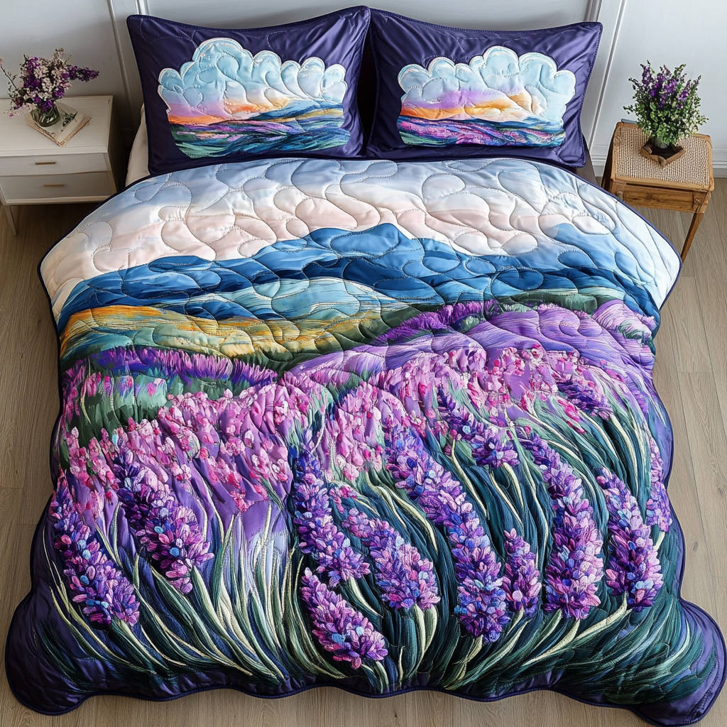 Lavender Glow Quilted Bedding Set Duvet Cover Bedspread Flower Lavender Gifts For Women Lavender Glow Quilted Bedding Set Duvet Cover Bedspread Flower Lavender Gifts For Women