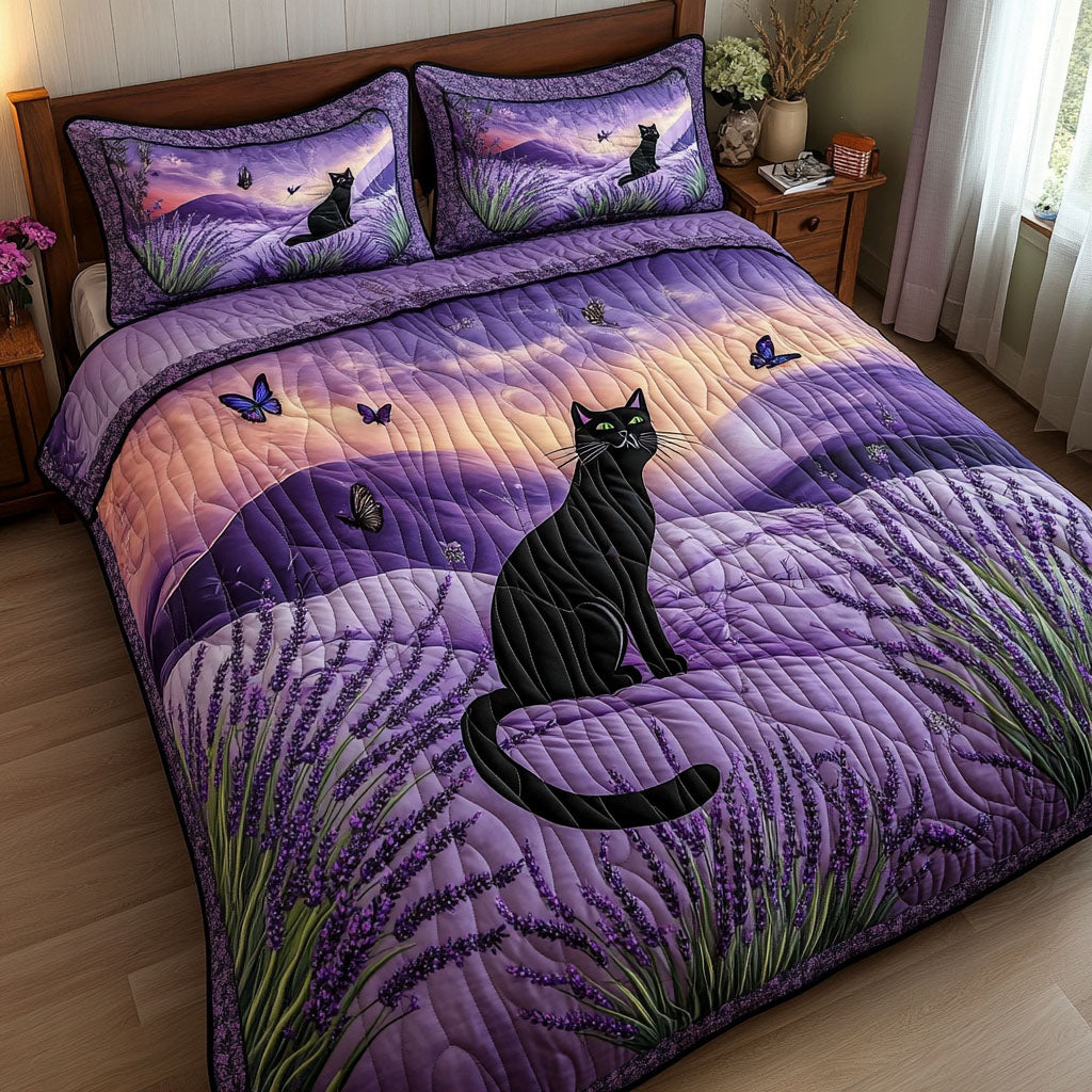 Lavender Lurker Quilted Bedding Set Duvet Cover Bedspreads Cat Themed Gifts For Her Lavender Lurker Quilted Bedding Set Duvet Cover Bedspreads Cat Themed Gifts For Her