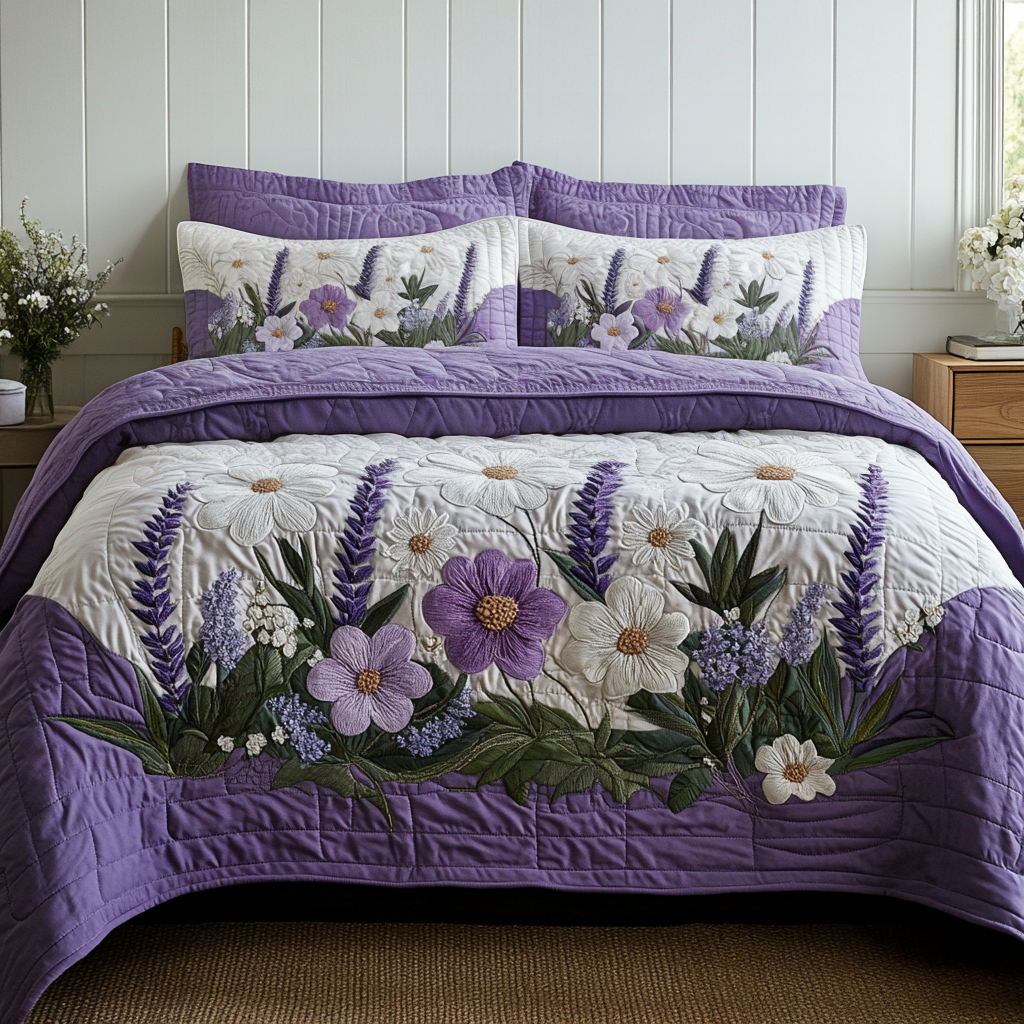 Lavender Quilted Bedding Set Duvet Cover Bed Sheet Set Flower Lavender Gift Items Lavender Quilted Bedding Set Duvet Cover Bed Sheet Set Flower Lavender Gift Items