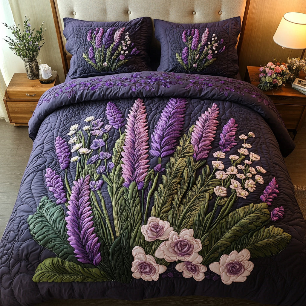 Lavender Quilted Bedding Set Duvet Cover Bed Sheet Set Flower Lavender Gift Items Lavender Quilted Bedding Set Duvet Cover Bed Sheet Set Flower Lavender Gift Items