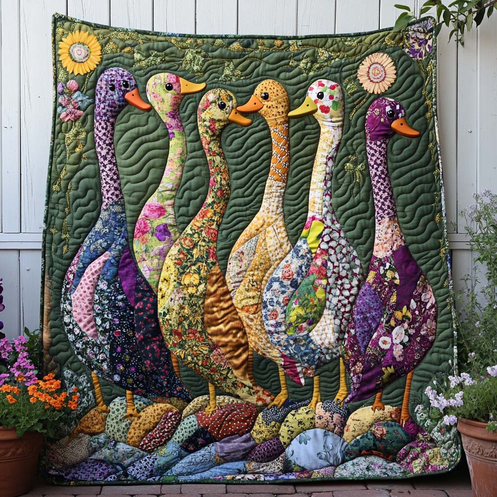 Lazy Duck Afternoon Quilted Blanket Cute Colorful Blanket Duck Gifts For Him Her Lazy Duck Afternoon Quilted Blanket Cute Colorful Blanket Duck Gifts For Him Her