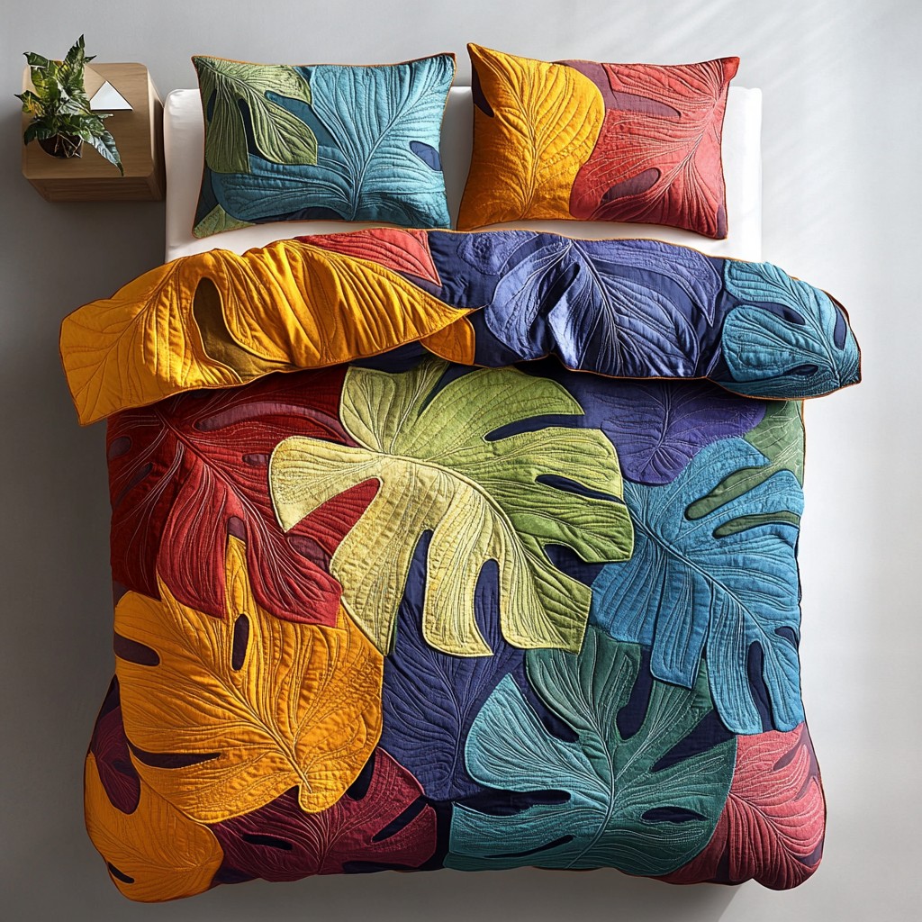 Leafy Charm Quilted Bedding Set Duvet Cover Merch Great Family Xmas Gifts Leafy Charm Quilted Bedding Set Duvet Cover Merch Great Family Xmas Gifts