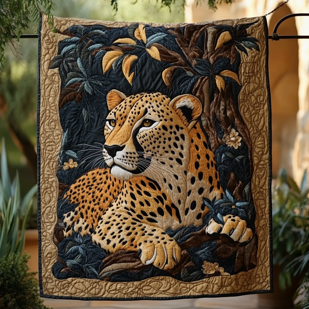 Leopard Charm Quilted Blanket Cute Throw Blanket Cat Lover Gifts For Him Leopard Charm Quilted Blanket Cute Throw Blanket Cat Lover Gifts For Him