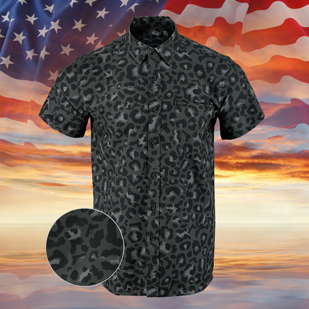 Leopard Gun Button Up Shirt Gun Lovers Summer Button Up Patriot Shirt Gifts For Father Leopard Gun Button Up Shirt Gun Lovers Summer Button Up Patriot Shirt Gifts For Father