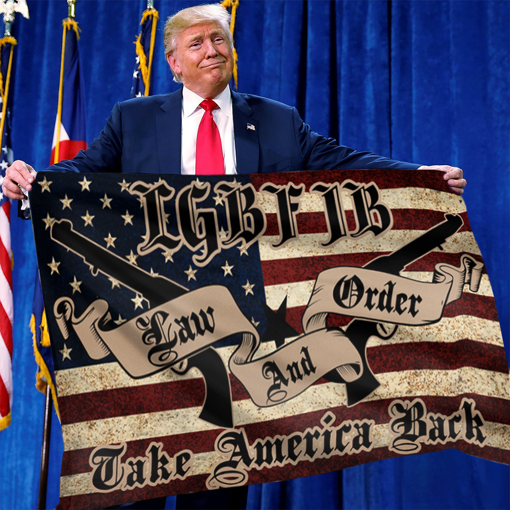 LGBFJB Law And Order Take America Back Flag Gun USA Flag Support 2ND Amendment LGBFJB Law And Order Take America Back Flag Gun USA Flag Support 2ND Amendment