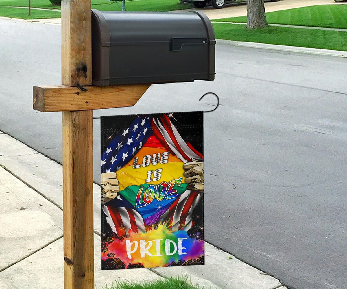 LGBTQ Love Is Love Pride Flag Inside American Flag Decor Outdoor LGBTQ Love Is Love Pride Flag Inside American Flag Decor Outdoor