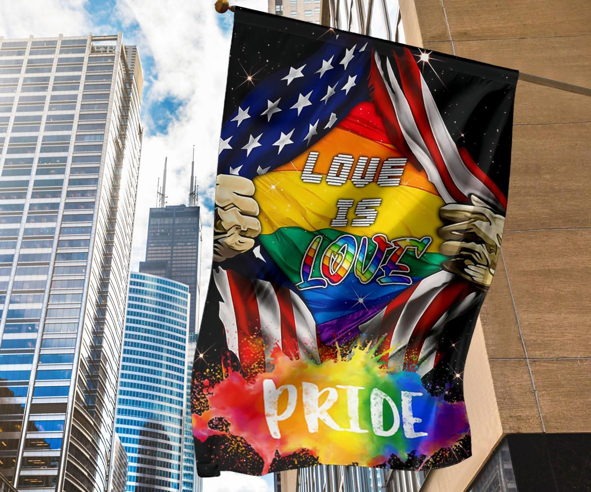 LGBTQ Love Is Love Pride Flag Inside American Flag Decor Outdoor LGBTQ Love Is Love Pride Flag Inside American Flag Decor Outdoor