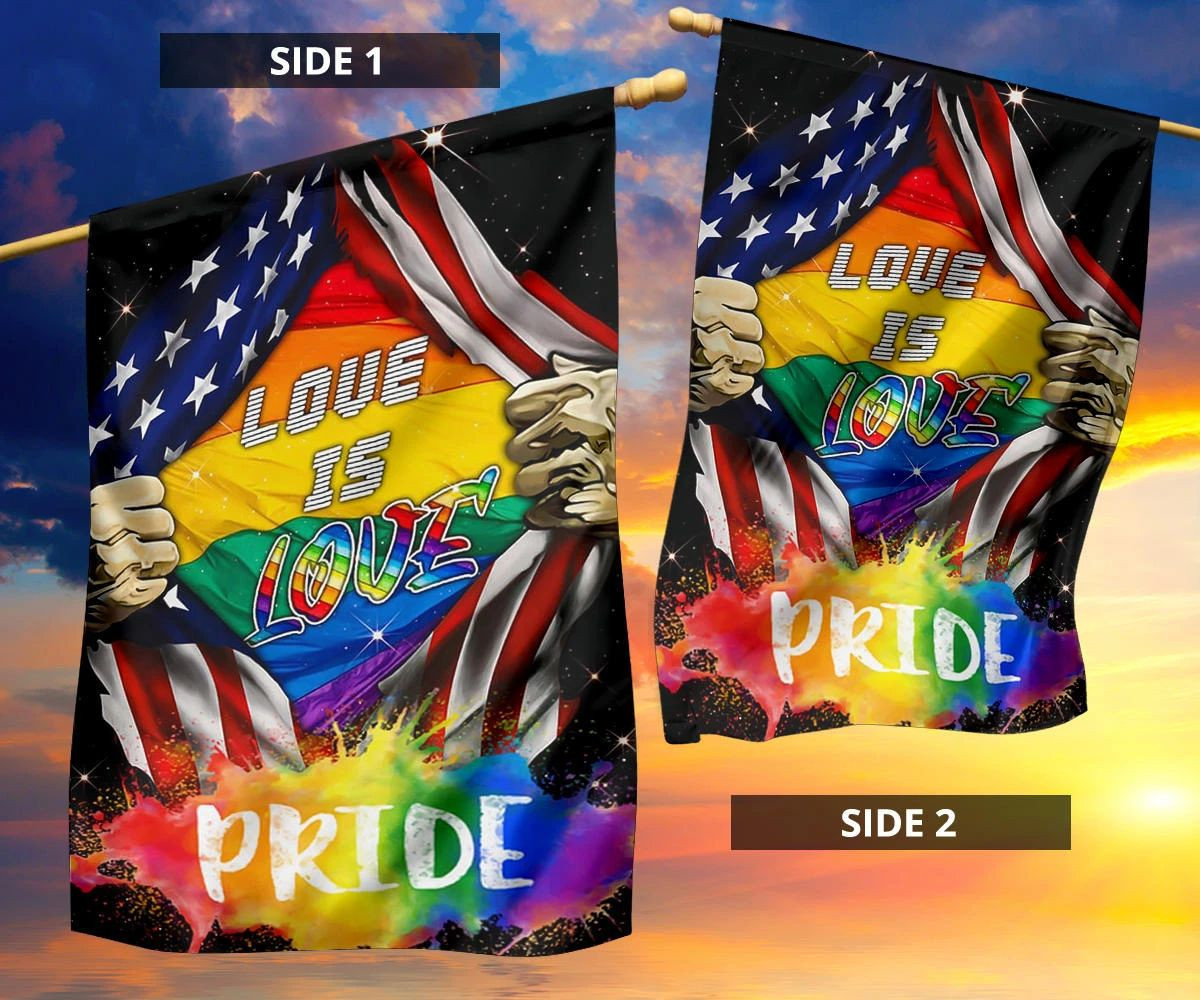 LGBTQ Love Is Love Pride Flag Inside American Flag Decor Outdoor LGBTQ Love Is Love Pride Flag Inside American Flag Decor Outdoor