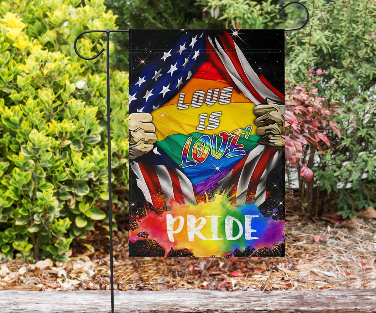 LGBTQ Love Is Love Pride Flag Inside American Flag Decor Outdoor LGBTQ Love Is Love Pride Flag Inside American Flag Decor Outdoor