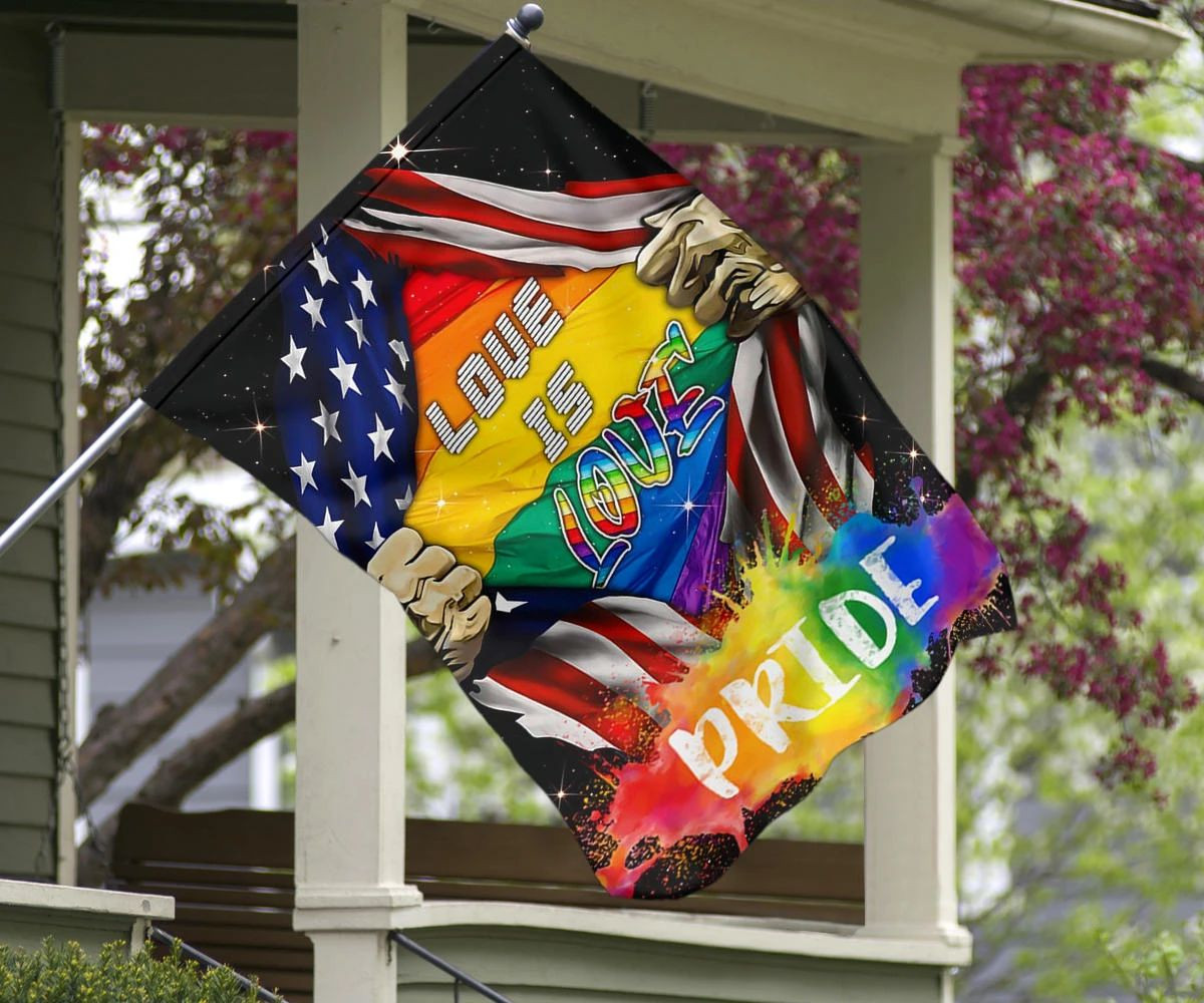 LGBTQ Love Is Love Pride Flag Inside American Flag Decor Outdoor LGBTQ Love Is Love Pride Flag Inside American Flag Decor Outdoor