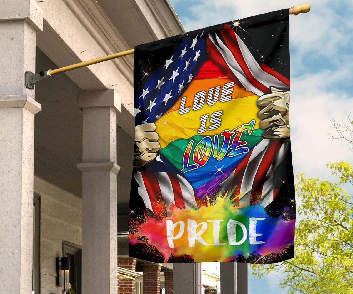 LGBTQ Love Is Love Pride Flag Inside American Flag Decor Outdoor LGBTQ Love Is Love Pride Flag Inside American Flag Decor Outdoor
