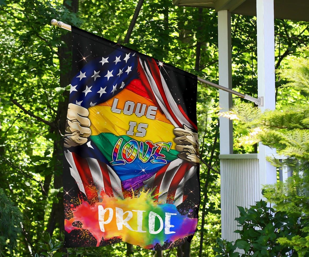 LGBTQ Love Is Love Pride Flag Inside American Flag Decor Outdoor LGBTQ Love Is Love Pride Flag Inside American Flag Decor Outdoor